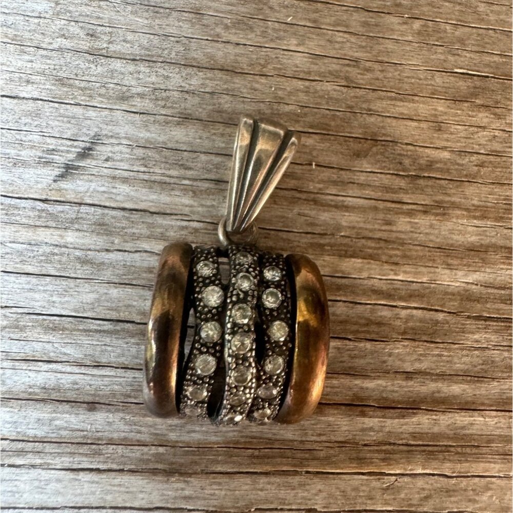 Vintage AL Sterling Silver Pendant With Rhinestones